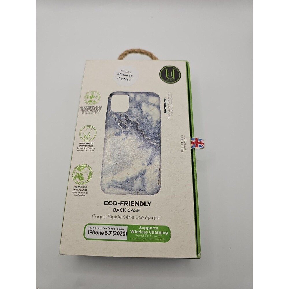 Uunique London iPhone 12 Pro Max Biodegradable Case Blue Quartz Marble 6.7